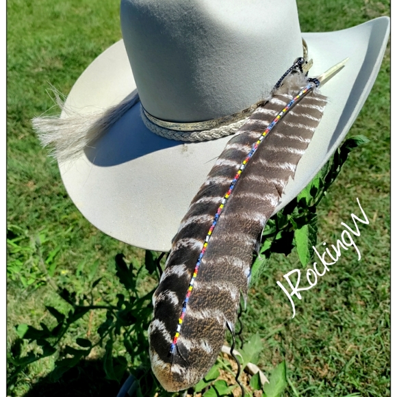 Hand Crafted Accessories Jrw Custom Beaded Turkey Feather Poshmark